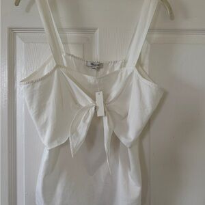 Madewell White Tie-Front Sleeveless Tank Top 8 Cotton Summer Brunch 90s NWT